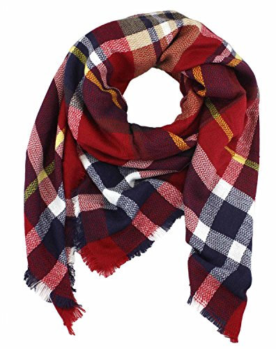 Sonia Originelli Schal Polyacryl Kariert XXL Winter Blogger Soft Farbe Bordeaux