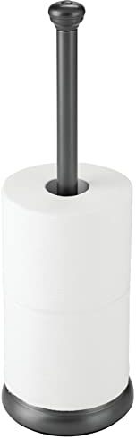 mDesign Toilettenpapierhalter freistehend – klassischer Papierrollenhalter fürs Badezimmer – Klopapierhalter mit Halterung für 3 Reserverollen – grau