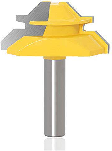 Gasea 8mm 45 Degrés Verrouillage Lock Mitre Routeur Bit Fraise à Rainurer Pour Coupe-Bois 51mm Diamètre Coupe Jaune