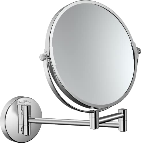 hansgrohe, Wandmontage, Kosmetikspiegel Logis Universal, Rasierspiegel schwenkbar, Make-up Spiegel, Chrom