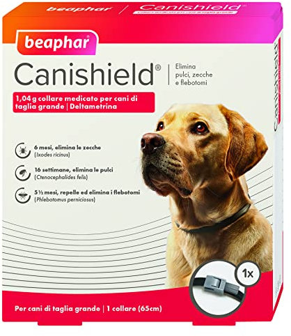 Beaphar Canishield Collare Antiparassitario Large, 65cm, per Cani - Collare Antipulci e Antizecche