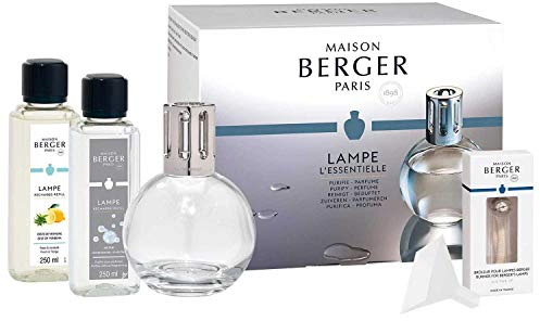 Lampe Berger Starter Set Essentiel Duftlampe, Glas, Transparent/Silber, 15 cm