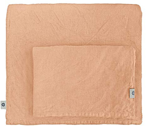 Linen & Cotton Set de Housse de Couette Extra Douce Alicia, 100% Lin Lavé - Corail (140 x 200cm - Single)