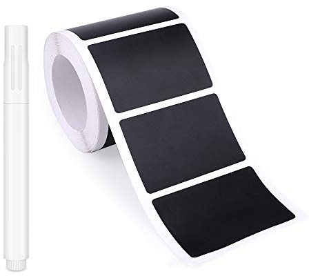 Tafeletiketten selbstklebend mit 1x löschbar Kreidemarker Schwarz Etiketten Partner für Küchen Gewürzgläser wiederverwendbar wasserdicht Tafelaufkleber Tafelfolie Sticker（200 Stück|6 * 4cm)