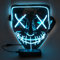 WUJUN Glühende Halloween Maske Lustige Grimasse Cosplay Party Karneval LED Beleuchtung Halloween Masken Draht Licht Dekoration (Blau)