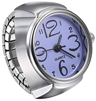 JewelryWe Ringuhr Fingeruhr Herren Damen rund Analog Quarz Elastisch Legierung Ring Uhr Uhrenring Lila