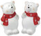Weihnachtsfiguren - Weihnachtsdeko - 2er Set Dekofiguren aus Keramik, Handbemalt (Eisbär mit rotem Schal)