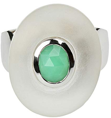 La Luna Design Damen-Ring aus Silber 925 mit Bergkristall Frost und Chrysopras (57 (18.1))