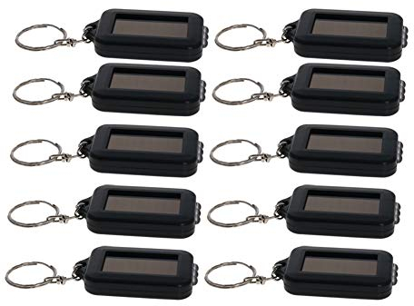 Othmro Lot de 10 mini porte-clés lampe de poche, porte-clés solaire blanc brillant, portable, ultra lumineux, petite lumière LED, énergie LED, style carré mignon pour le camping, les voyages en plein