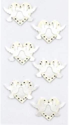 ARTOZ 6 Sticker 3D Sticker Handmade, Taube mit Herzen und Steinchen,Hochzeit,Wedding,Karten