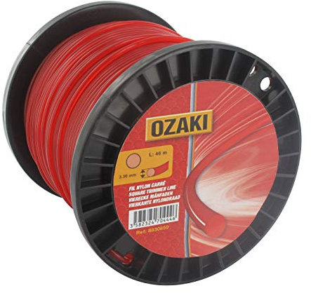 OZAKI - Bobine Fil Nylon Carré - Longueur 30m - Ø 4,00mm - Matières Vierges - Haute Durabilité - Excellente Tenue À L'Œillet