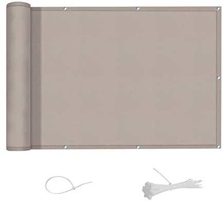 AXT SHADE Brise Vue Balcon 75x300cm Imperméable Cache Vue Balcon Protection UV Opaque Résistant aux Contre Vent avec Trous et Serre Câbles pour Exterieur Terrasse-Taupe