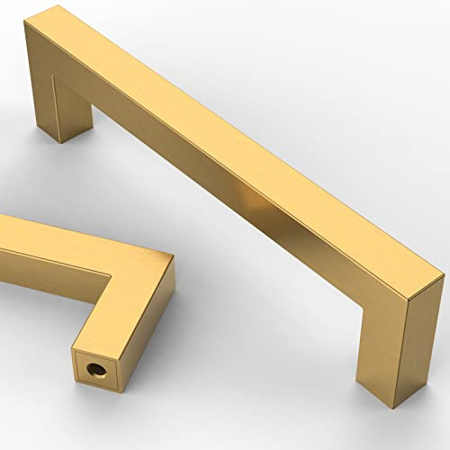 Astrée 9BUILD 10 Pack Kitchen Handles 128mm Cupboard Handles Stainless Steel Gold Cupboard Handles Cabinet Pulls Drawer Pulls for Kitchen Bathroom Bedroom