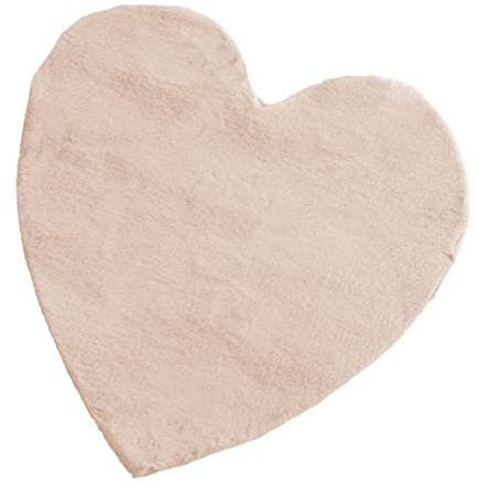 Baroni Home Tappeto a Pelo Lungo, Tappeto per Bambini Morbido, Tappeto Bambini Cameretta, Tappeto in Pelliccia Ecologica Morbido, Cuore Rosa, 90x90 cm