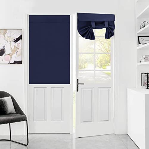 L.VICTEX 100% Blackout French Door Curtain Privacy French Door Blinds Light Blocking Curtain for Sliding Glass Door Thermal Insulated Tie Up Shade, 26x40 Inches, 1 Panel, Navy