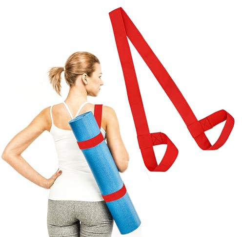 5RIDGE Yogamatten-Gurt – Yogamatte, Tragegurt, verstellbare Schlaufen für alle Mattengrößen, rot, One size