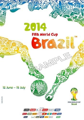 Football Poster FIFA World Cup Brasil 2014 Championship Vintage Wall Art Picture A4
