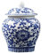 SGerste Vase temple décoratif en porcelaine bleue et blanche de style chinois avec couvercle avec finition émaillée fine pour mariage, fête, maison, bureau