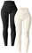OQQ 2er Pack Damen Leggings Cross Waist High Waist Elastische Lange Yoga Sport Leggings für Damen Schwarz Beige