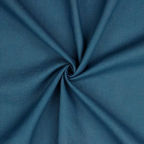 Leinen Stoff Meterware Uni 40 farben 100% Leinenstoff Naturstoff OEKO-TEX 140cm Breite (027 I Blau)