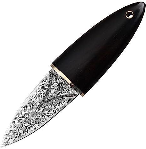 Aibote VG10 67 Lagen Damast Edelstahl Obstmesser, Küchenschälmesser,Puer Puerh Tee Messer Nadel Draußen Tragbar Mehrzweckwerkzeug mit Ebenholz Scheide