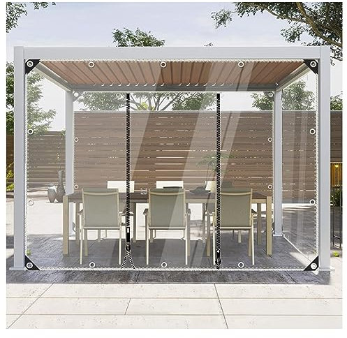 Wasserdichter PVC Plane mit Reißverschluss,Transparente Plane mit ösen,für Balkon Pflanzendecke Sichtschutz Terrasse,Schutzplane,Wetterfest,mit 2 Reißverschlüssen ( Size : H2.6xW4m/H8.5xW13.1ft )