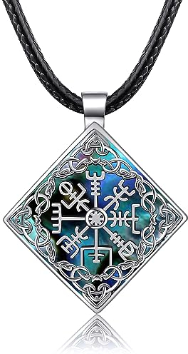 URONE Wikinger Kompass Kette 925 Sterling Silber Vegvisir Rune Talisman Anhänger Nordische Amulett Halskette Wikinger Schmuck Geschenke für Männer Damen