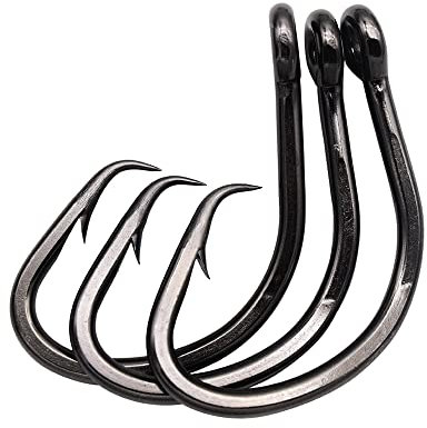 ANNIBBY Big Game Fishing Hooks, Size 1/0-24/0, 30 Pack, 420 Stainless Steel with Black Nickel Coating