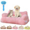 Gienslru Calming Pet Sofa, Calming Dog Bed Fluffy Plush pet Sofa, Memory Foam Removable Washable Pet Sofa, for Medium Small Dogs ＆Cats (Pink, L)
