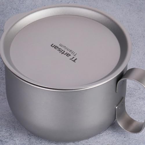 Zoegneer TA-1 Titan-Tasse mit Aufbewahrungstasche, Ta8351 fester Griff, große Kaffeetasse für Camping, 500 ml (T x H) (mit Deckel)