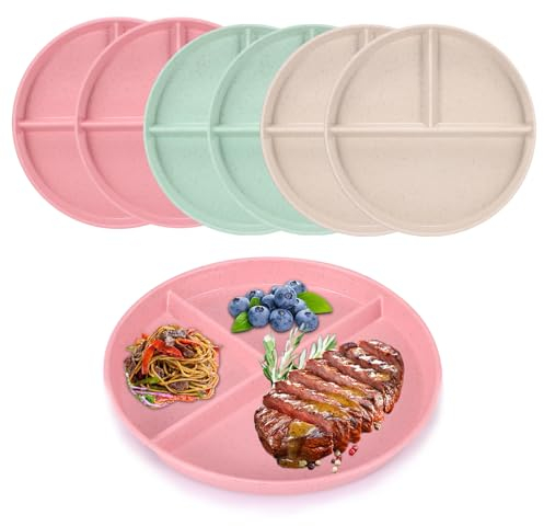 Plastic Plates Reusable Set of 3, Unbreakable Plastic Kids/Adults Dinner/Lunch/Side Plate with Cutlery Knife and Fork, Multi Coloured Stackable, Safe from Dishwasher Microwave