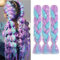 TESS Braids Extensions mit Glitzer 60 cm, Jumbo Braids Kunsthaar Zum Einflechten Box Braids Haarverlängerung Zopf 100g/Bündel Ombre Haar Braids Extension (1 Stück-Helllila/Blau&Glitzer)