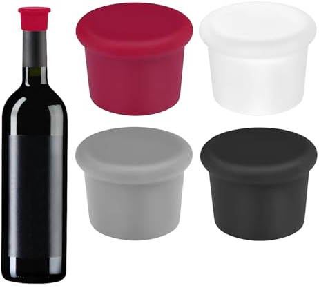 Tappi Bottiglie Vino, 4 Pezzi Tappi in Silicone, Salvagoccia Vino,Multicolore Tappi Vino,Tappi Bottiglie Vetro,Tappo Vino per Vini, Champagne, Tequila, Vini Rossi e Birre