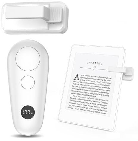 RF Fernbedienung Seitenwenden zum Lesen für Kindle Paperwhite Oasis Scribe,Kobo, Page Turner für Phone, iOS Android Tablets, Fernbedienung Phone, Kamera Videoaufzeichnung (Weiß)