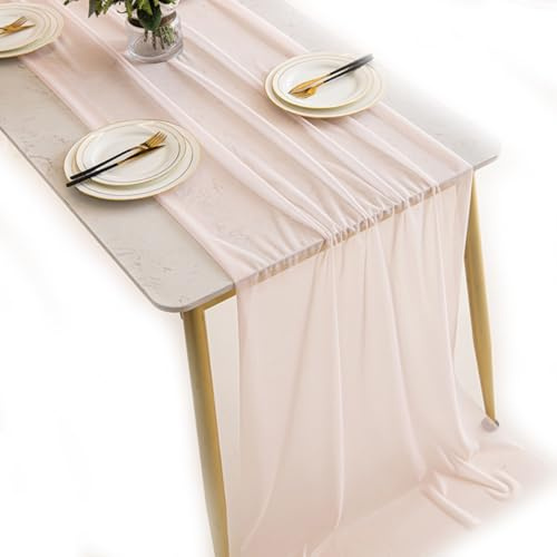 HSTWODE Tischläufer Tüll hochzeitsbanner traubogen Hochzeit hausbett deko Für Fotografie, Partys, Hochzeiten, Geburtstage, Taufen, Abendessen, Terrassen (Nude-rosa)