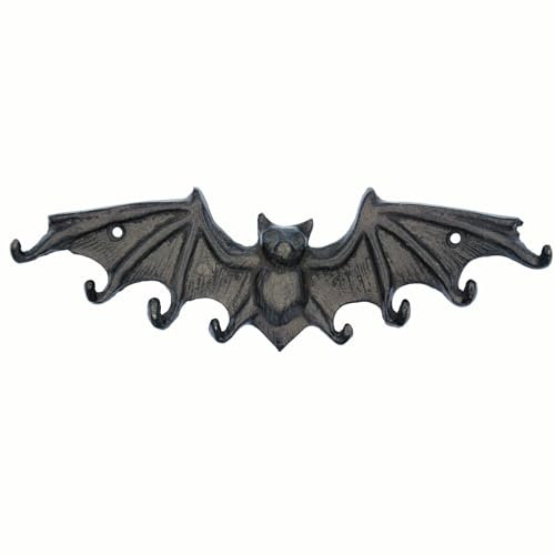 Vintage Gusseisen-Schlüsselhalter für die Wand mit 8 Haken, dekorativer rustikaler Bauernhaus-Schlüssel-Organizer, Fledermaus-Wandhalterung, Schlüsselbrett für Eingang, Halloween-Heimdekoration