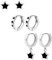 ALEXCRAFT Boucle d'oreille Femme Argent 925 Aiguille Anneau 3 Paires Oreille Boucles d'oreilles Femme Argent Lot Boucles Oreilles Créoles Étoile 3 Trous