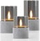 Marrakesch 3er Set LED Kerzen Stumpenkerzen in Zement Grau ⌀ 8cm in 3 Größen | Outdoor Flackernde Led Kerze Batteriebetrieben mit Timerfunktion für Adventskranz Kerzenständer & Weihnachtsdeko