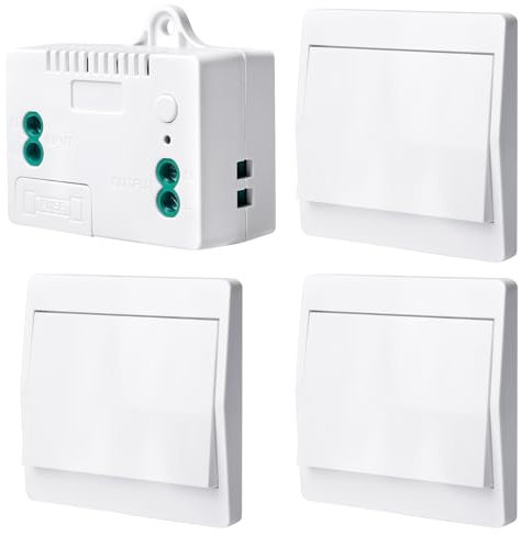Funkschalter Licht Set, Kinetischer Funk Lichtschalter, 433.92mhz Rf Funkschalter Und Relais Empfänger Controller, Funkschalter 240v Mit Sicherung, Keine Verkabelung, Wasserdicht, Für Home Office