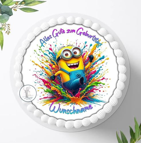 Tortenbild, Zuckerbild zur, Personalisiert mit Wunschnamen, Essbares Foto für Torten, Tortenbild zum Geburtstag, Tortenaufleger Ø 20cm - 1718z