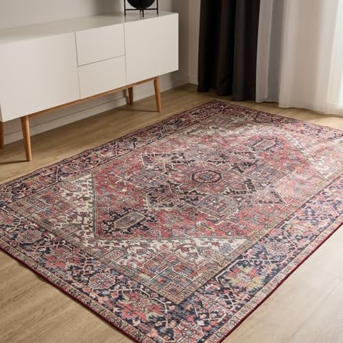 benuta Basic Waschbarer Teppich George - Multicolor/Beige 300x400 cm - Kunstfaser - Rechteckig & im Style: Vintage, Elegant, Retro - Pflegeleicht für Wohnzimmer Schlafzimmer