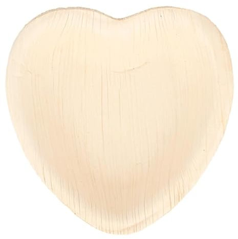 Monouso | 25 Platos Hoja de Palma, 10x10x1,5cm, Forma de Corazón, Biodegradables, Platos para Comida, Uso Comercial, Multiuso