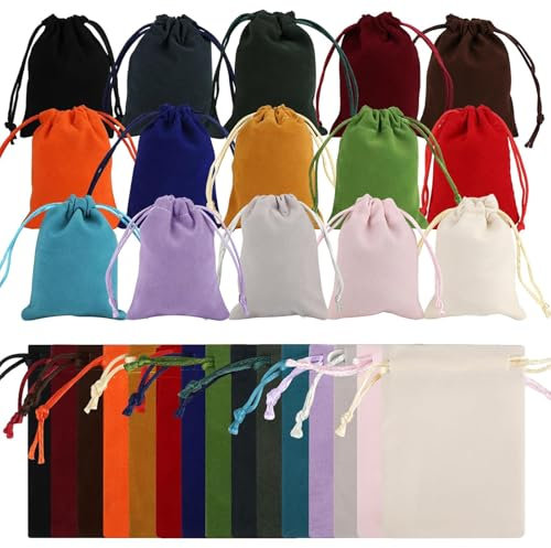 UptVin 30 Pièces Sachets en Velours, 15 Couleurs Sac en Velours avec Cordon Sacs à Bijoux en Velour Petit Bijoux Sac pour Bijoux Cadeaux Saint-Valentin Noël Mariages (10x12cm)