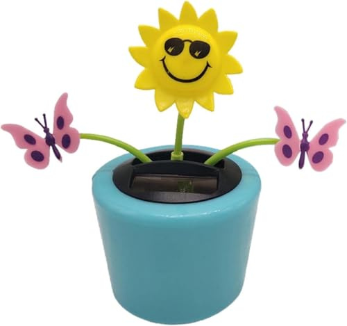 Solarbetriebene tanzende Blume, Sonnenblumentanz-Set, solarbetriebene Armaturenbrett-Dekorationen, schüttelnder Kopf, Auto-Ornamente für Auto-Schreibtisch, solarbetriebenes Tanzblumen-Set