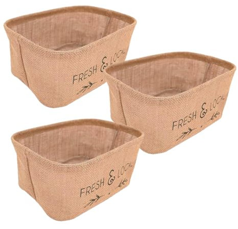 Jute Storage Baskets - Small and Large Rectangular Woven Baskets - Open Rustic Storage Solutions for the Home - Kitchen, Utility & Garden Shed Storage (3 Pack)