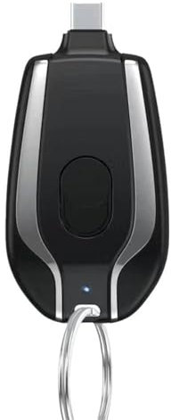 1500mAh Keyring Power Bank, Keychain Portable Charger for Android, Type-C Mini Power Emergency Pod, Compact External Fast Charging charger for outdoor (Black Type-C)