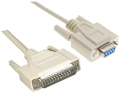 VoltShine Câble null modem DB9H-DB25M, 1,8 m, pour transfert de données entre appareils série, idéal pour les connexions d'anciens équipements.