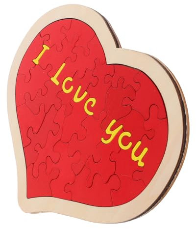 TOYANDONA 1Set Wooden Heart Puzzle Romantic Jigsaw Decorative Heart Shaped Puzzle for Wedding Anniversary Beautifully Crafted for Valentine's Day Relaxing Activity for Couples