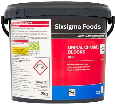 Blue Urinal Channel Blocks 3kg - Powerful Deodorizing & Cleaning Action, Prevents Blockages, Controls Odours - Ideal for High Traffic Washrooms, Long Lasting Freshness & Hygiene