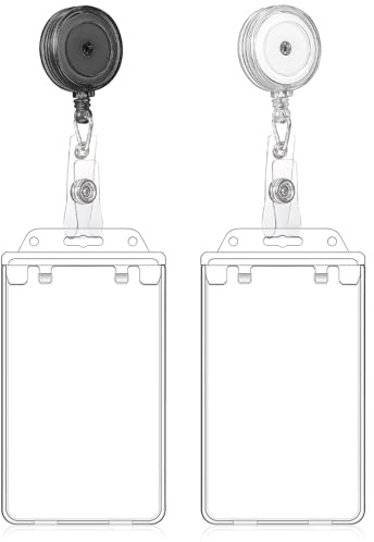 Culinavog ID Card Holder Abzeichen Buddy Kit, 2 Stück ID Kartenhalter mit Retractable Schlüssel Jojo, Ausweishalter Hartplastik Schutzhülle, Ausweishalter mit Clip für Büro Bus Vertikal
